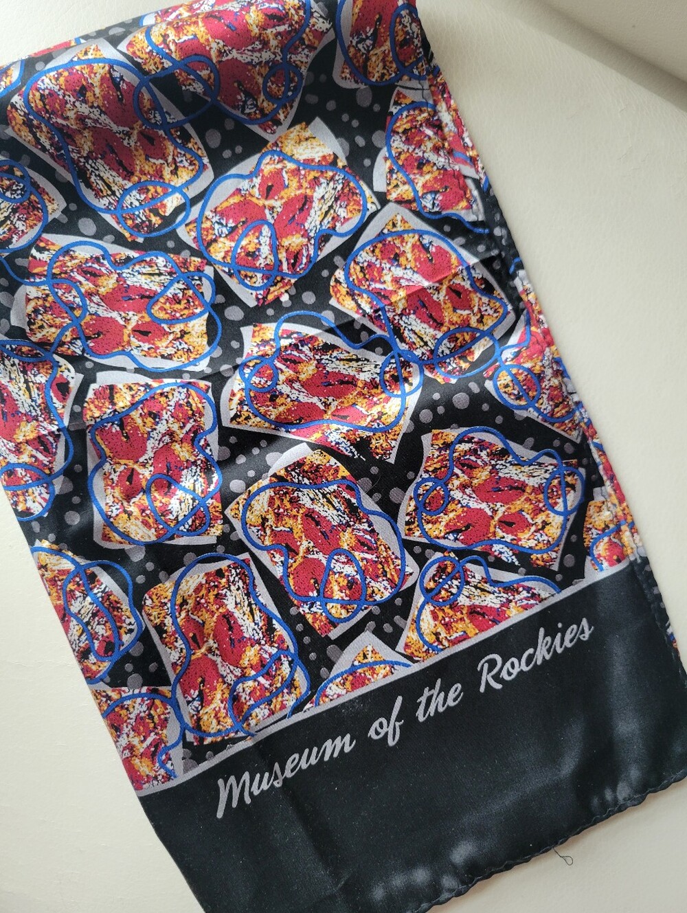 Museum of the Rockies Silk Oblong Abstract Scarf T. Rex ~ Unisex ~ Handmade ~ MT